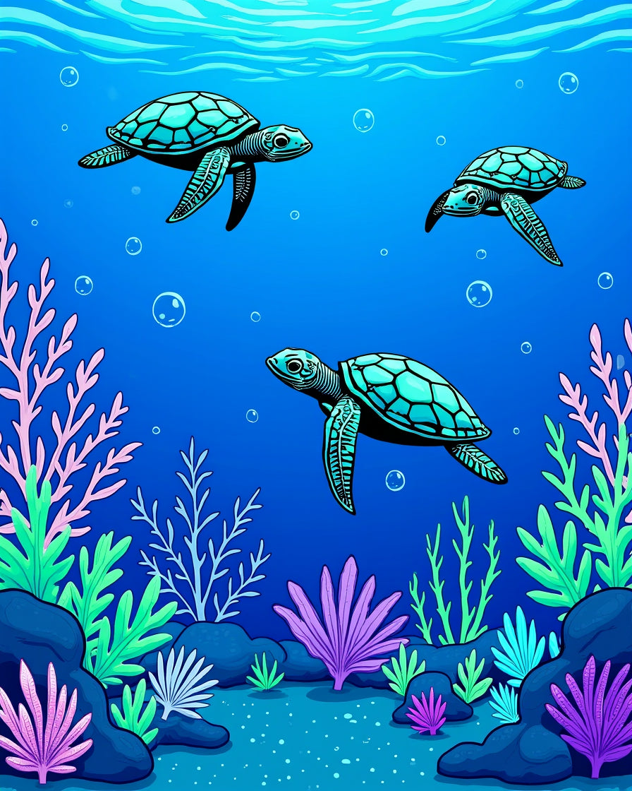 Ocean Sea Life Turtle Pattern Rug