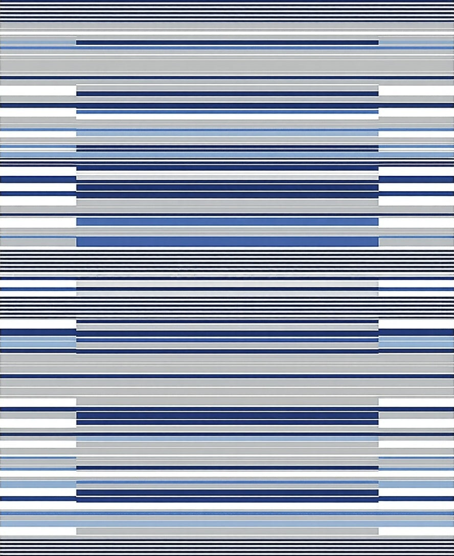 Blue Grey Horizontal Stripe Pattern Rug