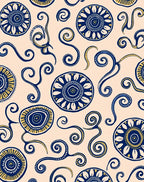 Retro Blue And Yellow Swirls Rug