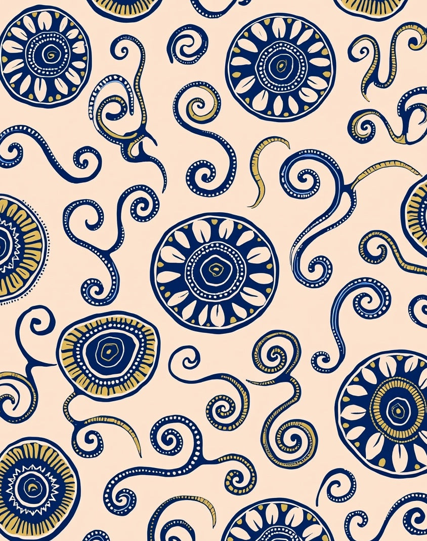 Retro Blue And Yellow Swirls Rug