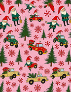 Playful Santa Trucks Trees Rosa Rug