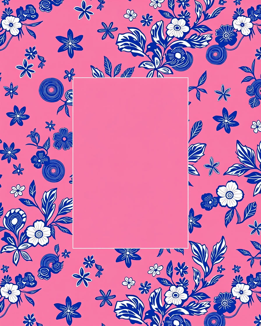 Pink Blue Floral Pattern Rug