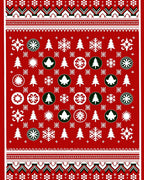 Red Snowflake Christmas Tree Medallion Rug