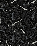 Abstract Floral Swirls Line Art Rug