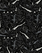 Abstract Floral Swirls Line Art Rug