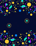 Vibrant Confetti Stars on Navy Background Rug