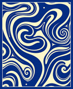 Dynamic Blue Cream Swirl Pattern Rug