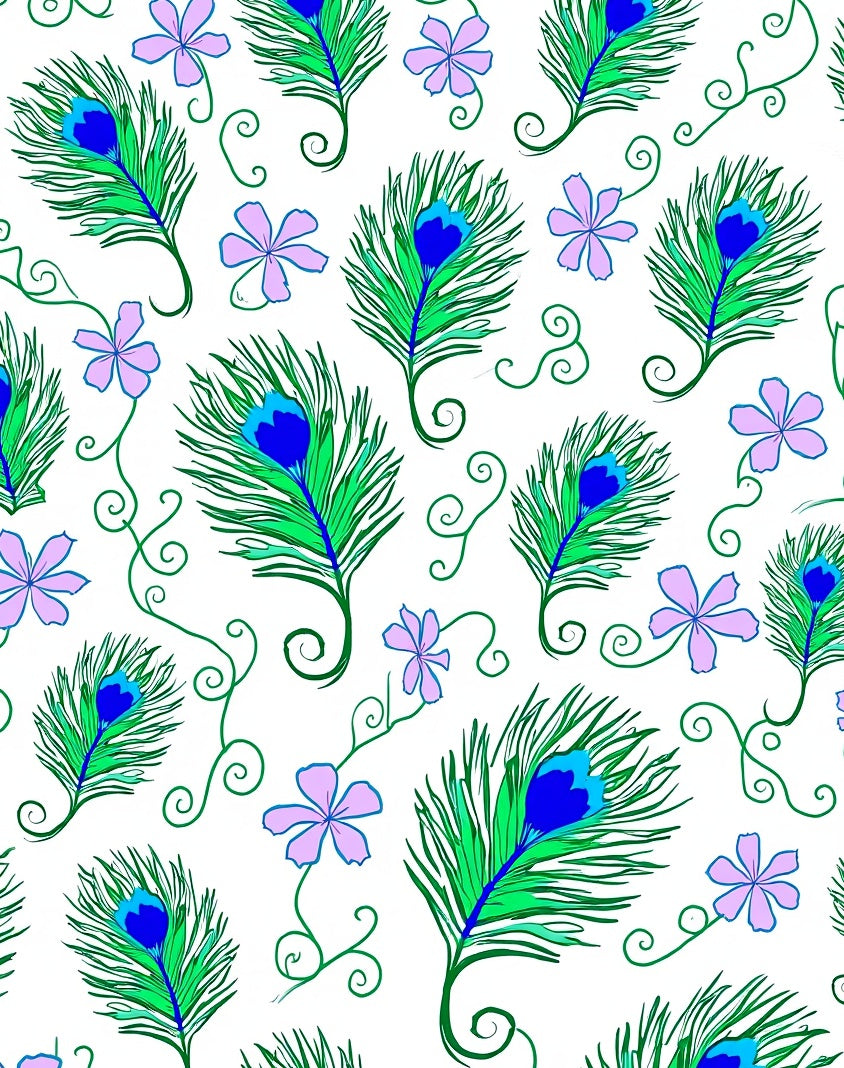 Peacock Feather Floral Swirl Pattern Rug