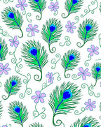 Peacock Feather Floral Swirl Pattern Rug