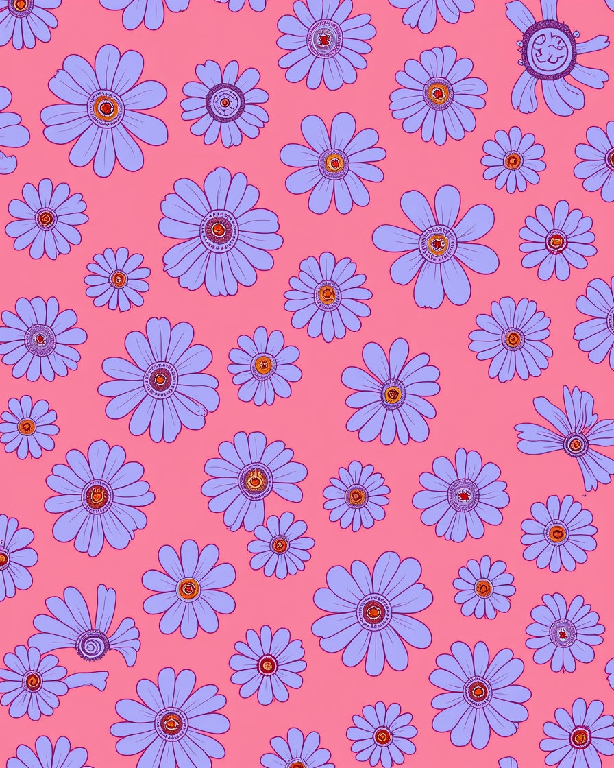 Daisy Pattern Funky Floral Design Rug