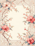 Floral Branches With Geometric Frame Rug