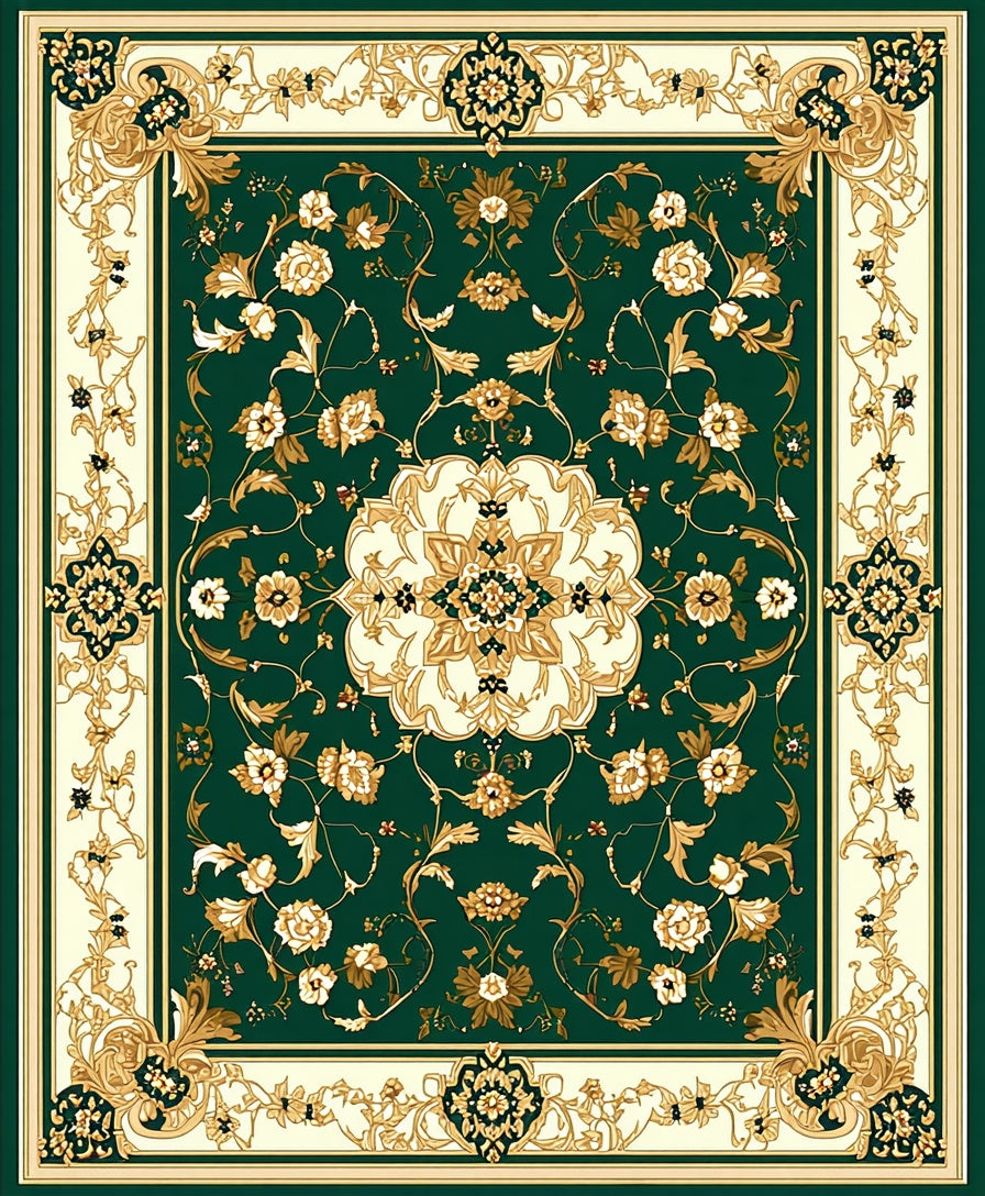 Ornate Floral Garden Pattern Rug