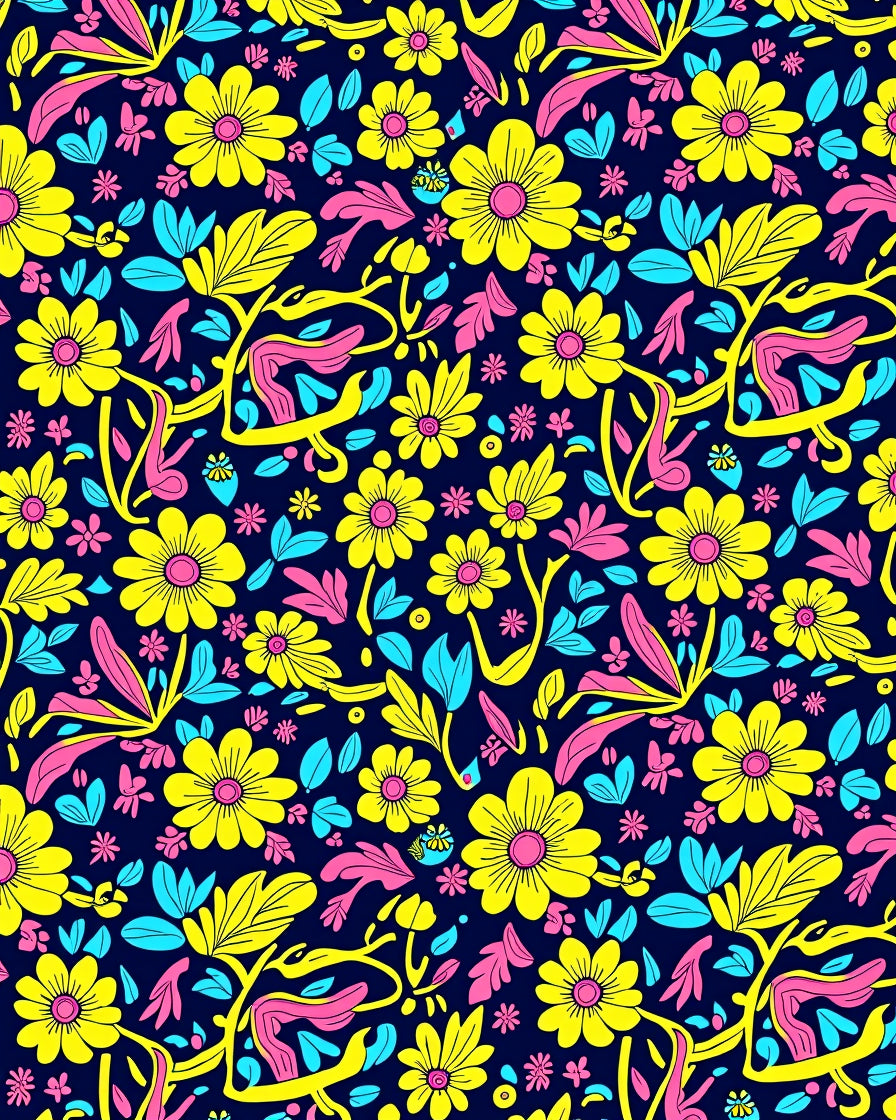 Vibrant Floral Burst Pattern Design Rug