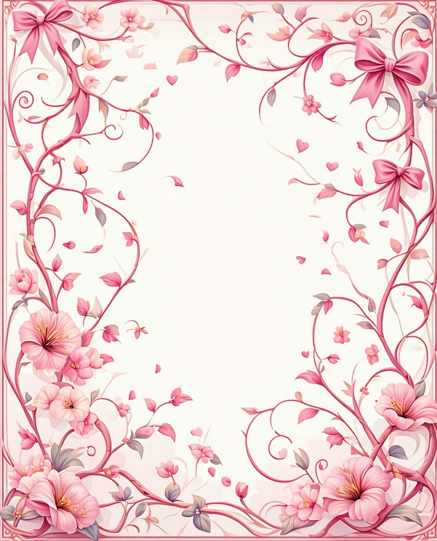 Pink Branch Floral Hearts Design Rug