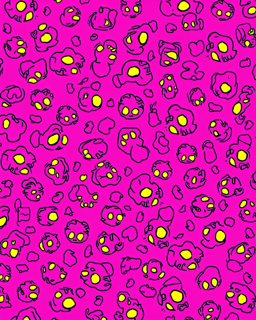 Pink Yellow Hand-Drawn Organic Shapes Rug