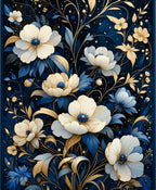 Elegant Floral Cobalt Gold Pattern Rug