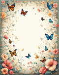 Whimsical Floral Butterfly Garden Design Rug