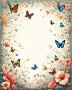 Whimsical Floral Butterfly Garden Design Rug
