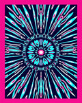 Radiant Cyan Pink Sunburst Mandala Rug