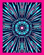 Radiant Cyan Pink Sunburst Mandala Rug