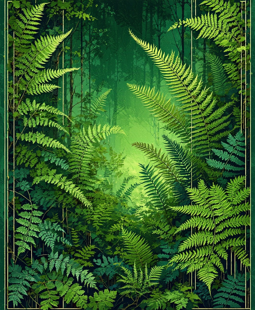Lush Forest Fern Pattern Rug