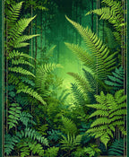 Lush Forest Fern Pattern Rug