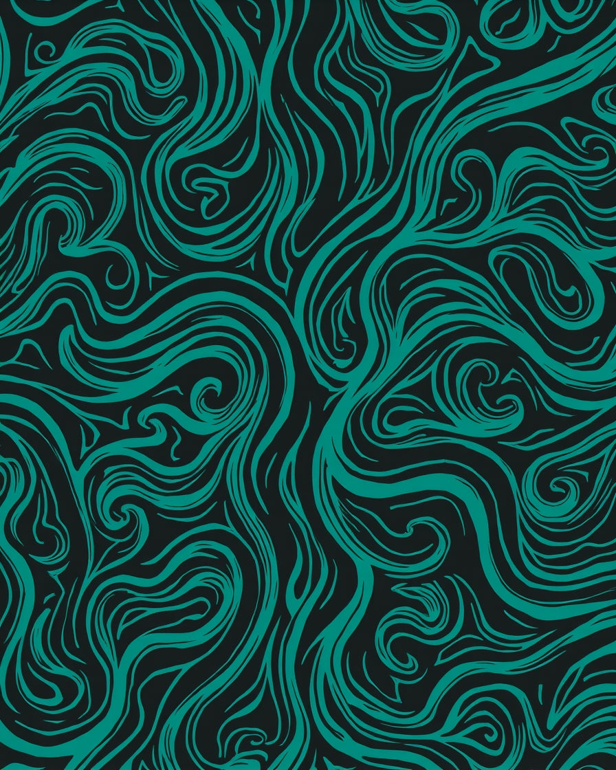 Teal Swirling Abstract Pattern Rug