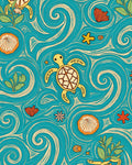 Whimsical Turtle Ocean Swirl Pattern Rug