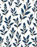 Classic Blue Leaf Botanical Pattern Rug