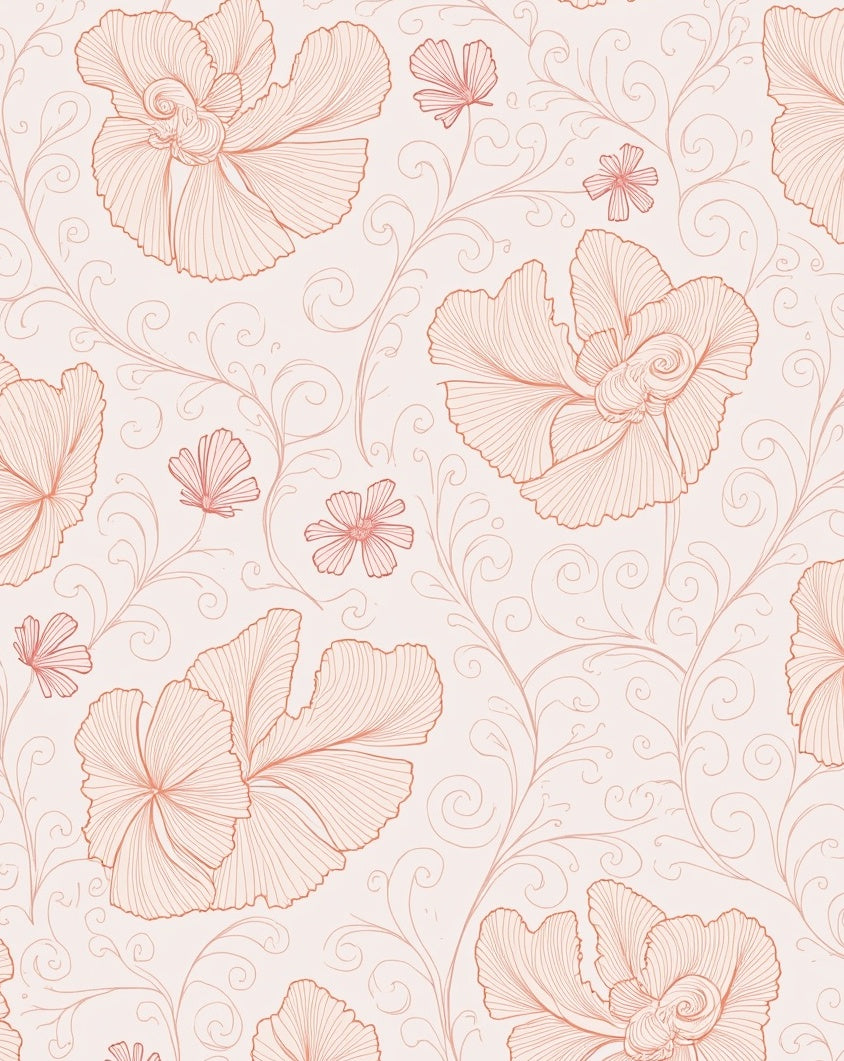 Delicate Flower Vine Pattern Rug