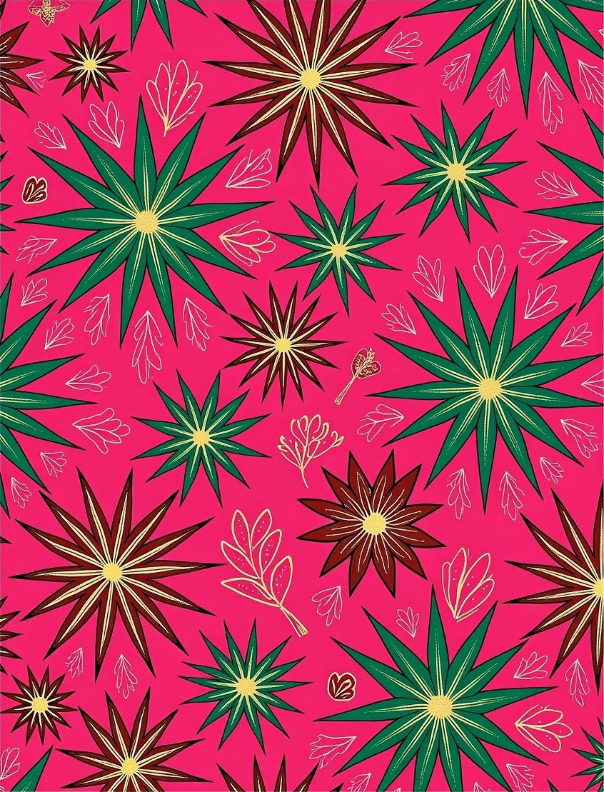 Vibrant Pink Starburst Floral Rug
