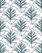 Elegant Teal Leafy Branch Pattern Rug