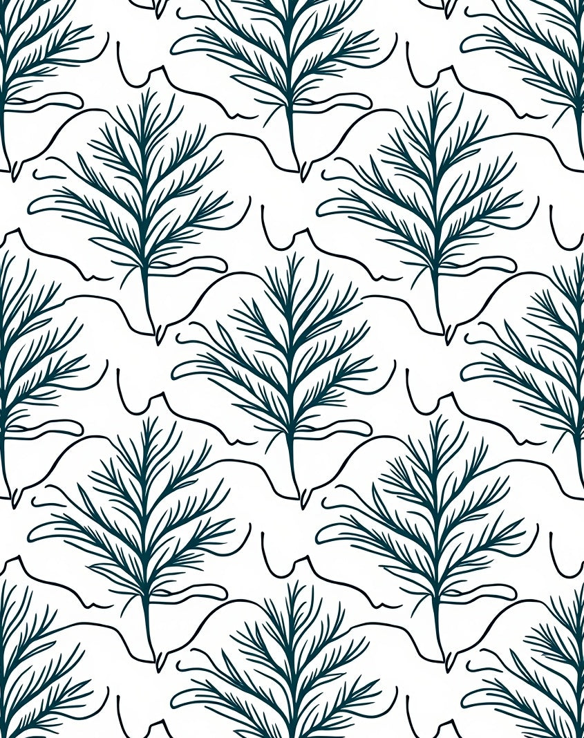 Elegant Teal Leafy Branch Pattern Rug