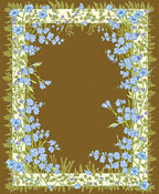 Blue Floral Vine Border Design Rug
