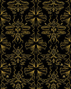 Stylized Golden Floral Repeat Pattern Rug