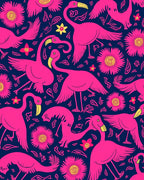 Vibrant Pink Flamingo Floral Pattern Rug