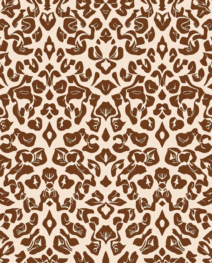 Brown Beige Organic Pattern Rug
