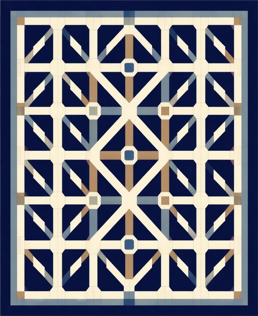 Classic Geometric Lattice Pattern Rug