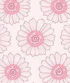 Pink Floral Outline Pattern Rug