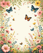 Whimsical Fluttering Butterflies Floral Garden Rug