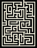 Black and Cream Geometric Maze Rug