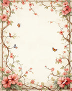 Whimsical Floral Butterfly Garden Frame Rug