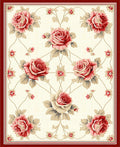 Classic Red Rose Floral Pattern Rug