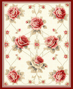 Classic Red Rose Floral Pattern Rug