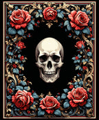 Gothic Skull Rose Frame Design Rug