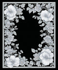 Monochromatic Floral Scrollwork Design Rug
