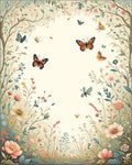 Whimsical Butterflies Floral Meadow Design Rug