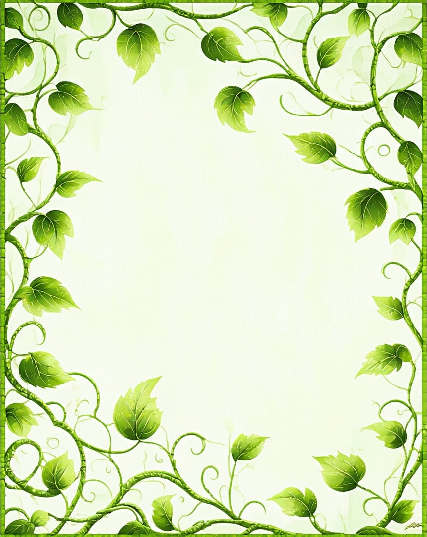 Vibrant Green Leafy Vine Art Rug