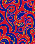 Bold Red Blue Swirls Accent Rug