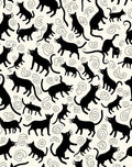 Whimsical Black Cats and Swirls Pattern Rug